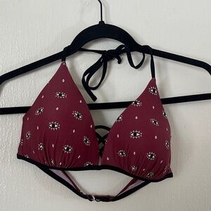 Burgundy Bikini Top with Eye Pattern